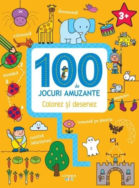 100 de jocuri amuzante. Colorez și desenez - Paperback brosat - *** - Litera mică