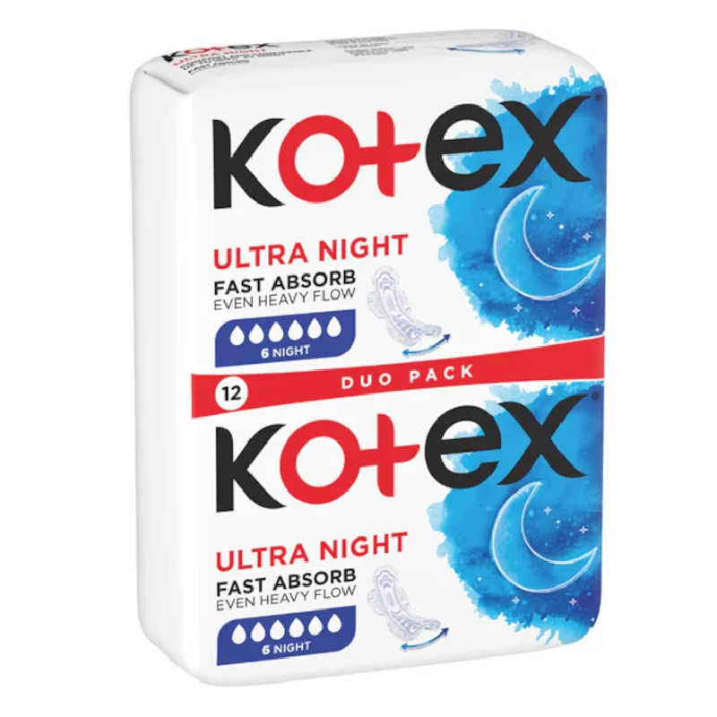 Absorbante Ultra Night, 12 bucati, Kotex