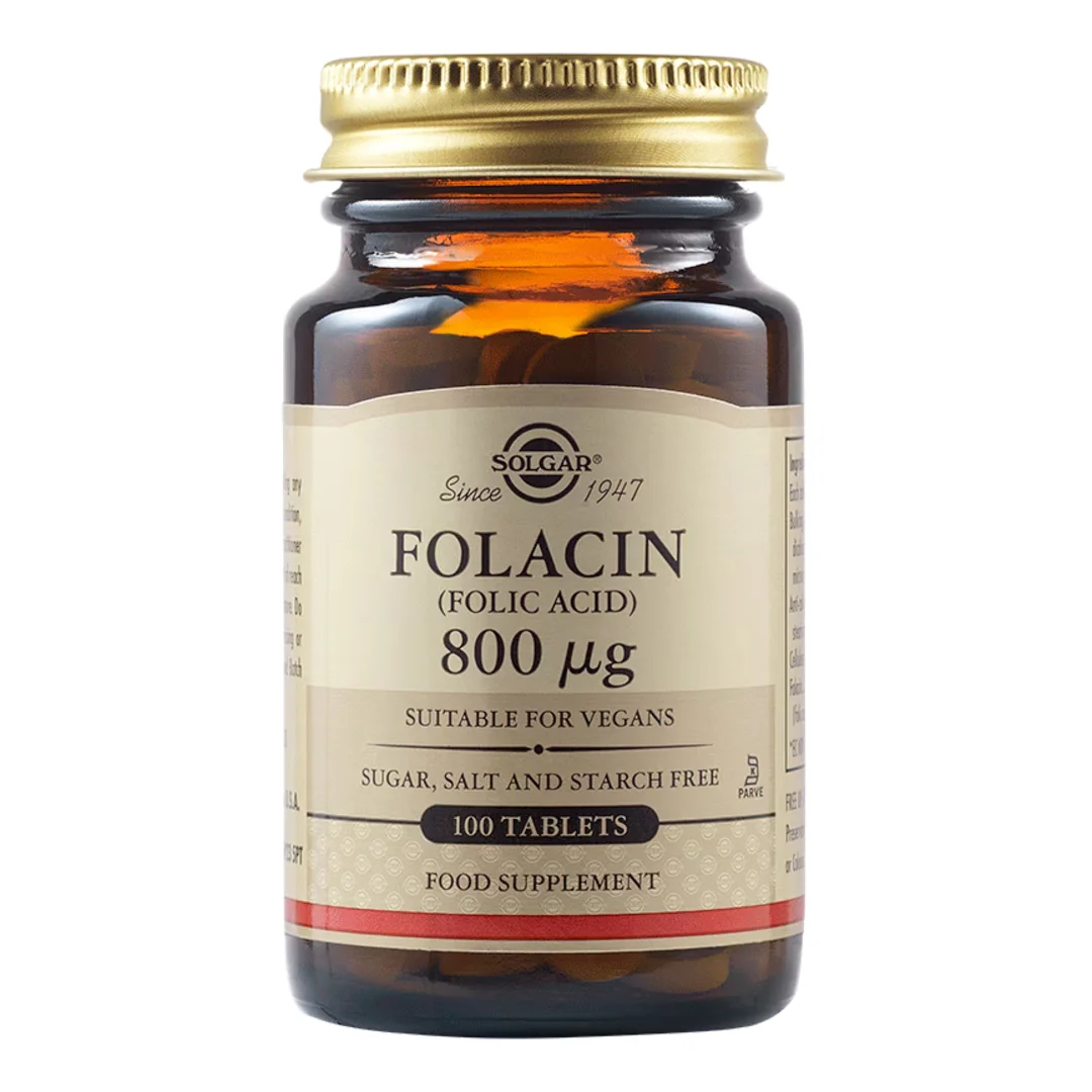 Acid folic Folacin 800mcg, 100 tablete, Solgar