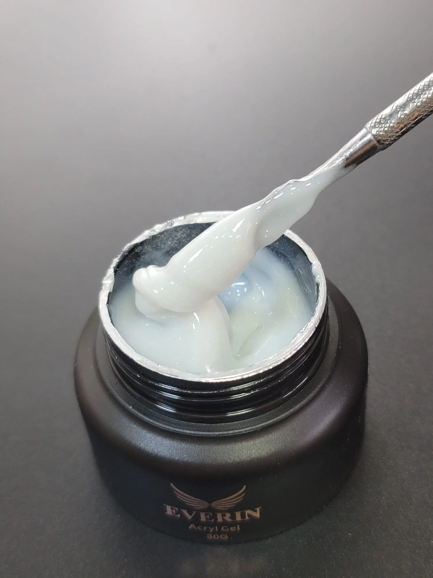 Acryl Gel Everin 30gr 08- Alb Laptos cu sclipici - AEV-08 - Everin.ro