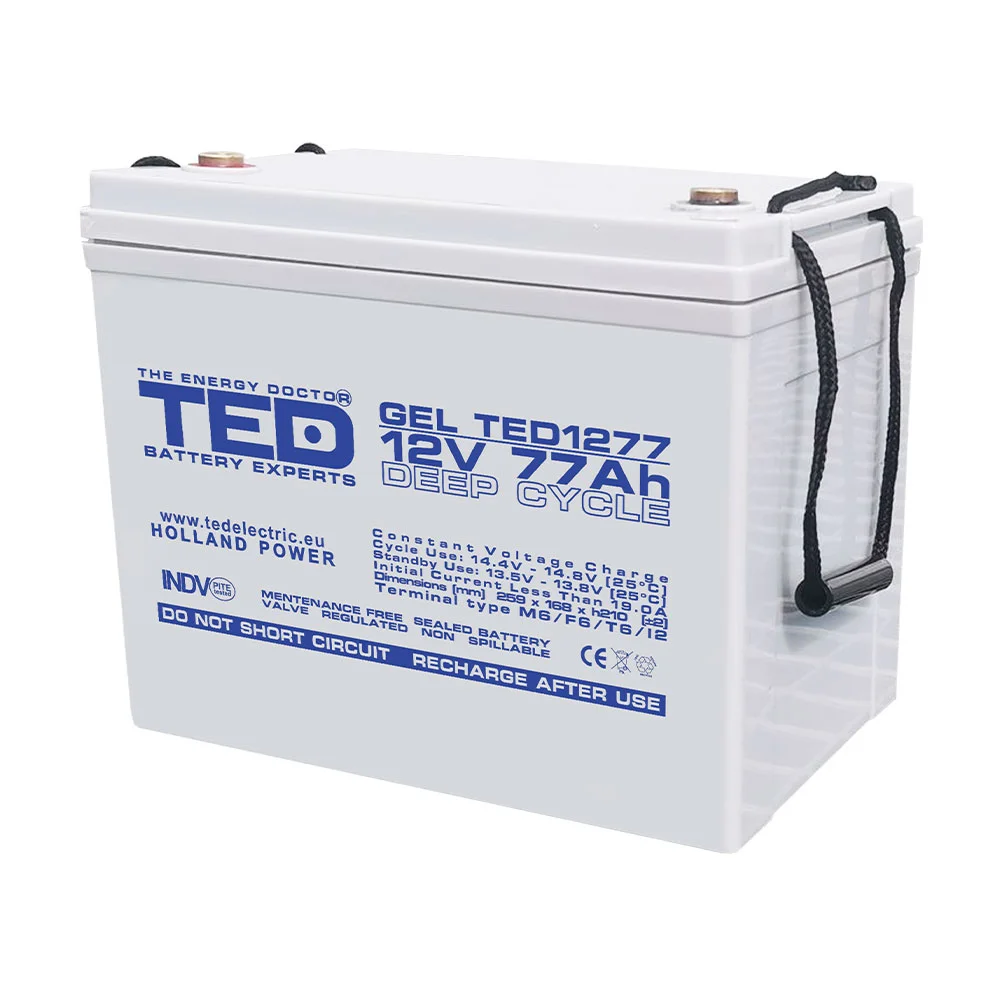 Acumulator AGM GEL TED TED003409, 12 V, 77 A
