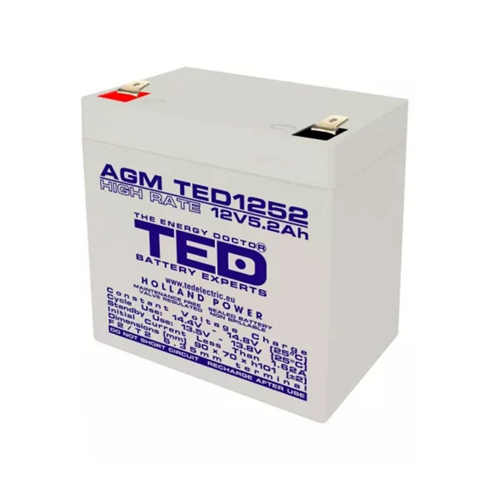 Acumulator  AGM VRLA TED High Rate TED003287, 12 V, 5.2 Ah, F2