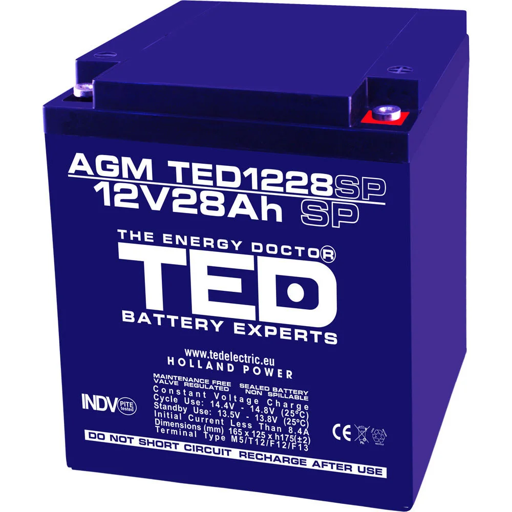 Acumulator AGM VRLA TED TED003430, 12V, 28A, M6