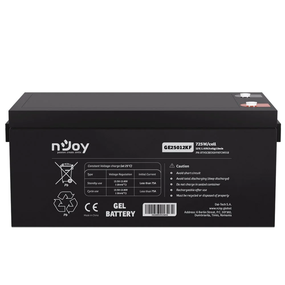 Acumulator GEL Deepcycle nJoy GE25012KF, 12V, 725W / celula, 250 Ah