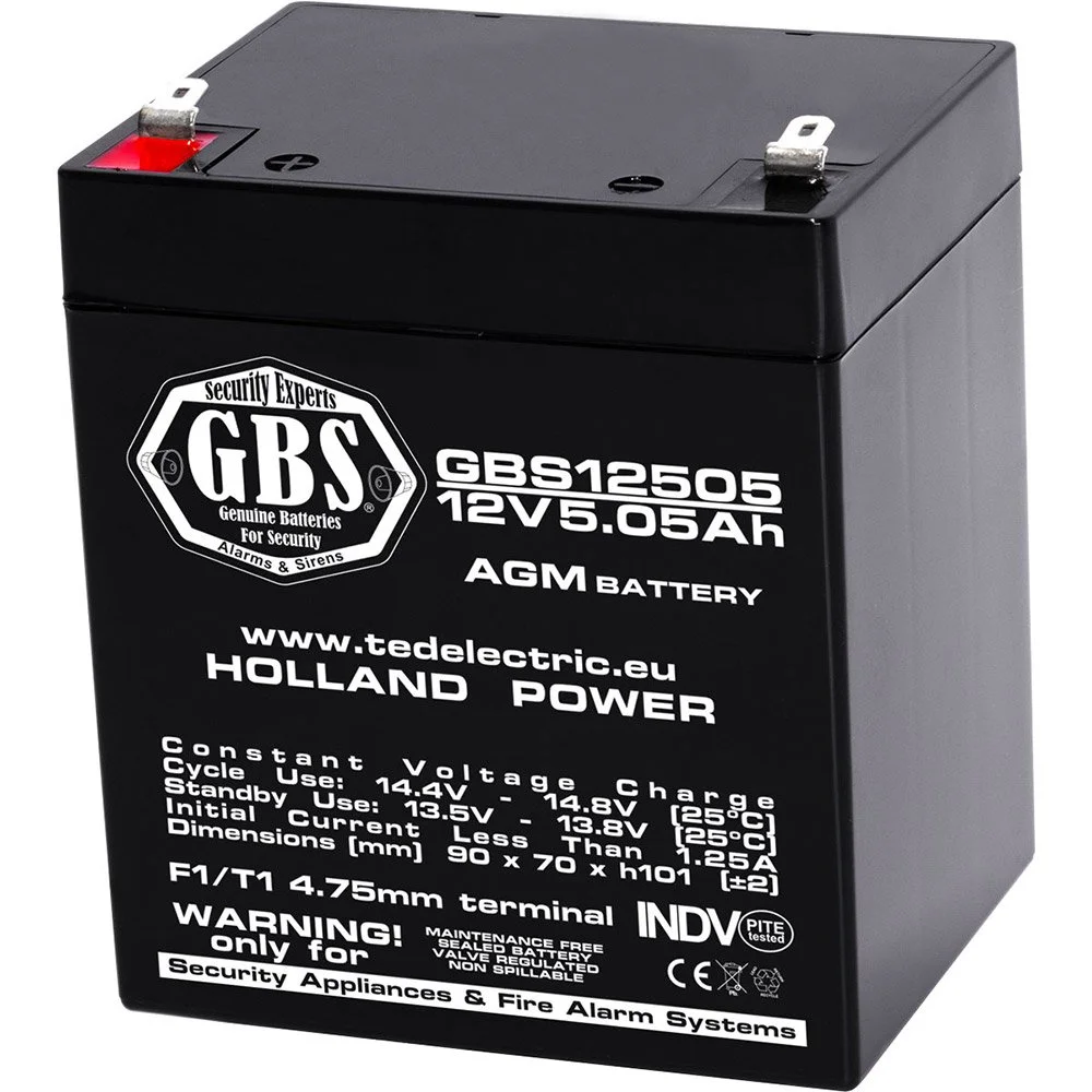 Acumulator pentru sisteme de alarma AGM TED GBS GBS002631, 12 V, 5.05 Ah, F1