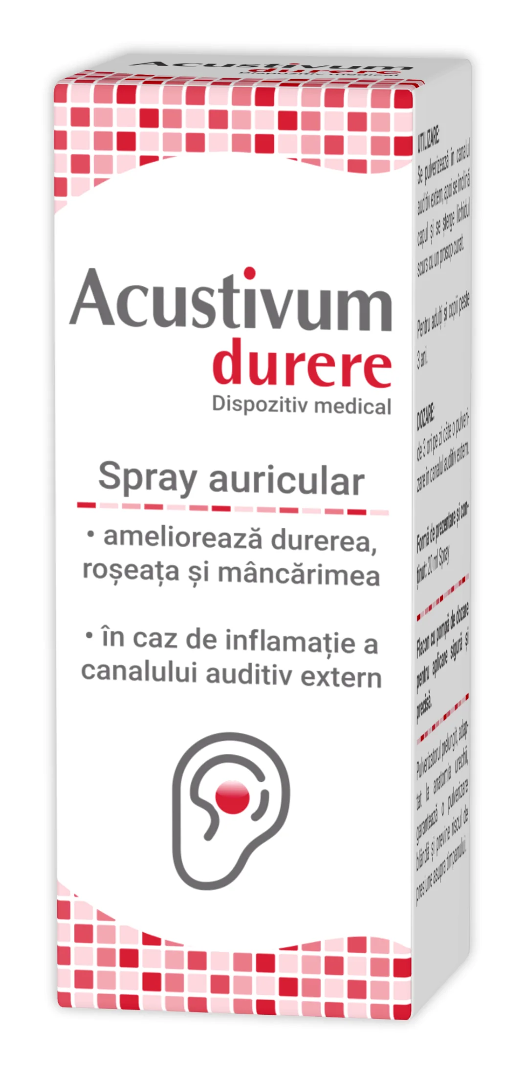 Acustivum durere spray auricular, 20 ml