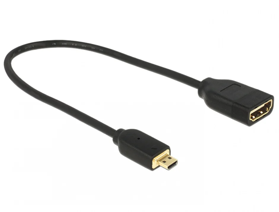 Adaptor HDMI la Micro-D HDMI M-T 3D 4K 20cm, Delock 65687