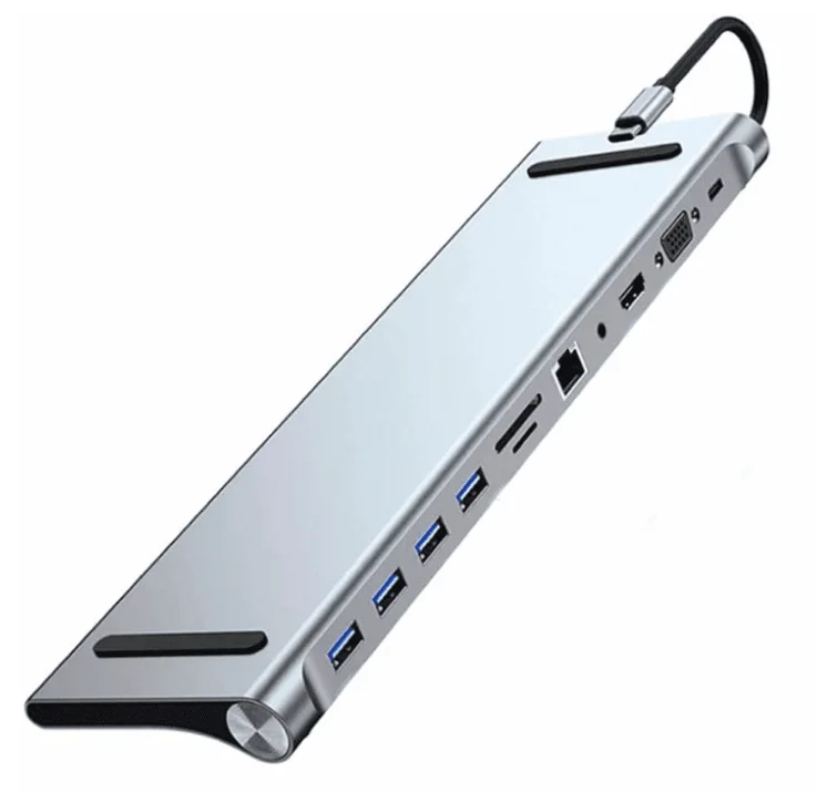 Adaptor Hub Multiport 11 in 1 USB C Docking Station pentru Laptop Q HU990