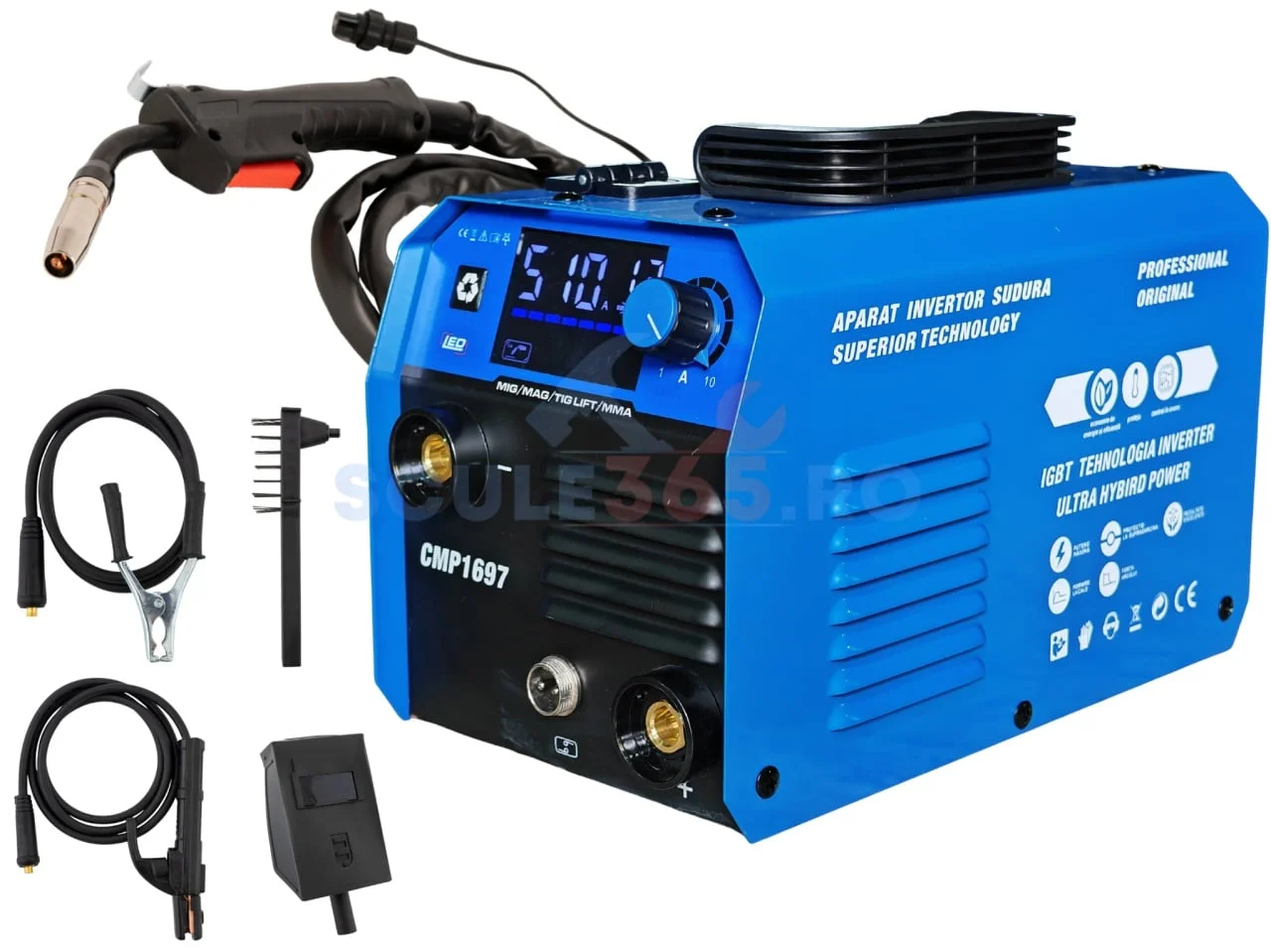 Aparat de sudura tip Invertor cu sarma 495A, MMA/MIG/MAG (TIG LIFT optional) afisaj digital, ventilat, URAL MASH IGBT TEHNOLOGY ULTRA HYBRID POWER, CMP1697