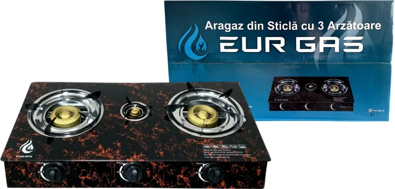 Aragaz Exterior EurGas Sticla 3 Q 2.6 kW B4015