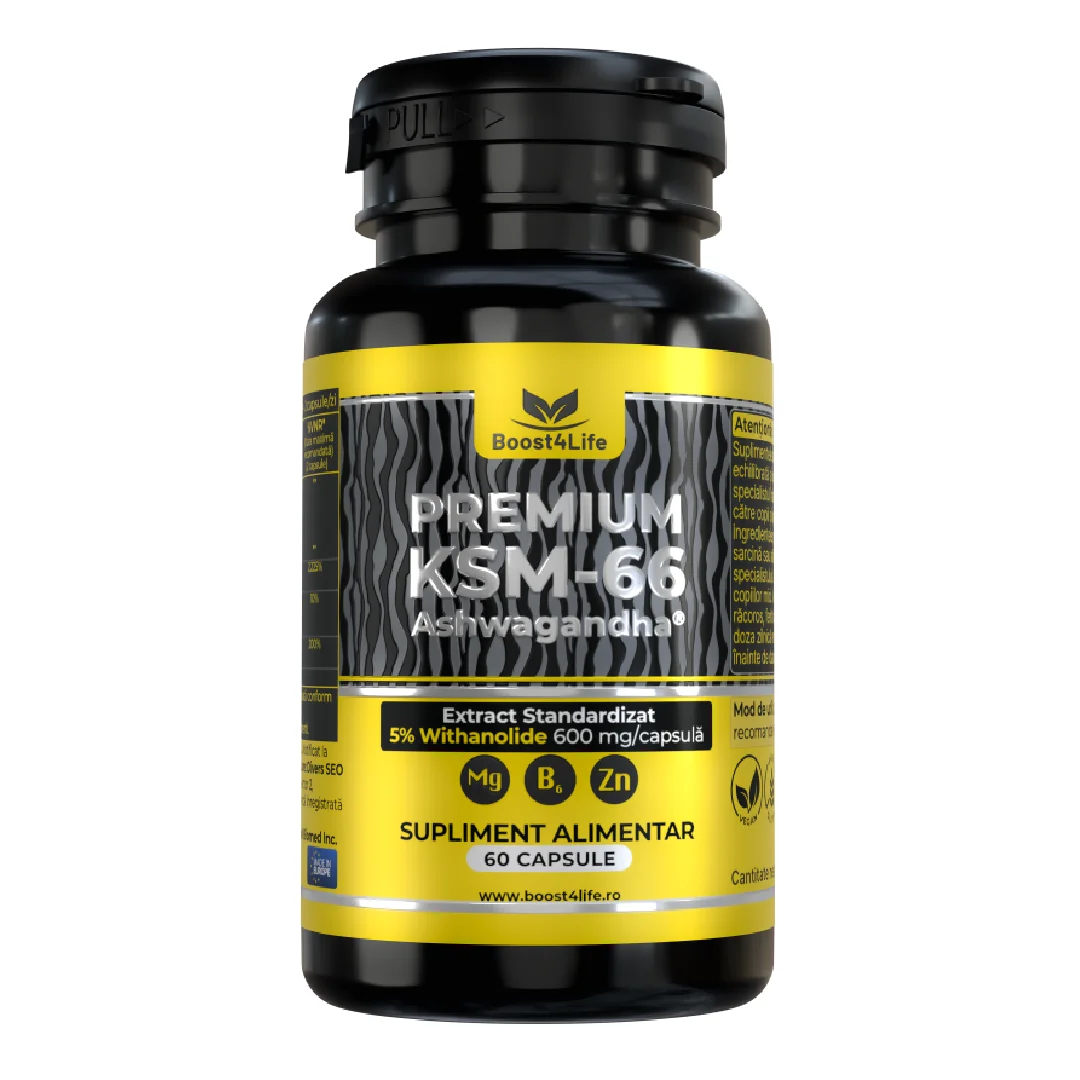 Ashwagandha KSM-66 Premium, 600 mg, 60 capsule vegane, Boost4Life