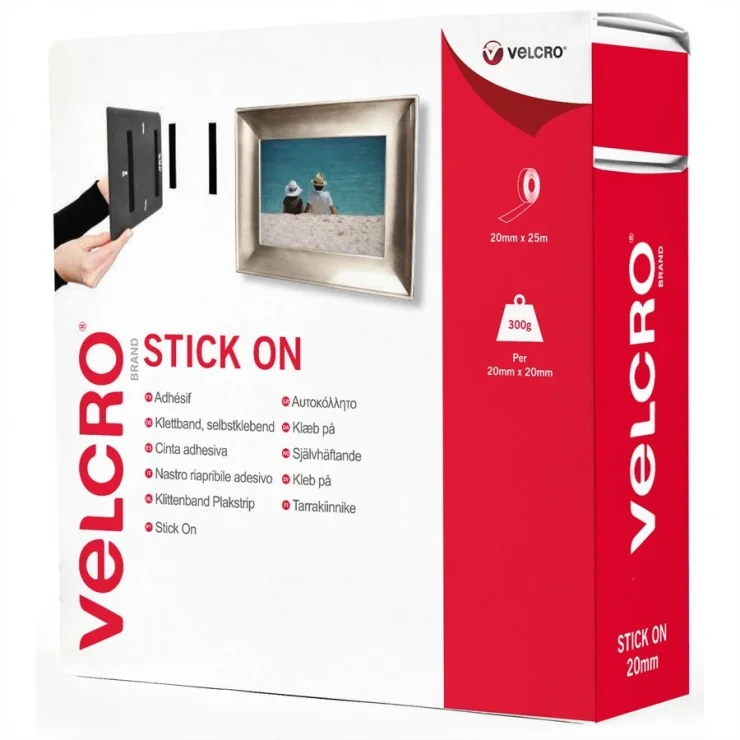 Banda arici autoadeziva 20mm x 25m Negru, VELCRO VEL-EC60355