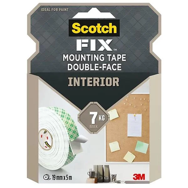 Banda Dublu Adeziva de Montare la Interior - 3M Scotch Fix Mounting Tape Double-Face Interior, 7 kg, 19 mm x 5 m, 1 buc