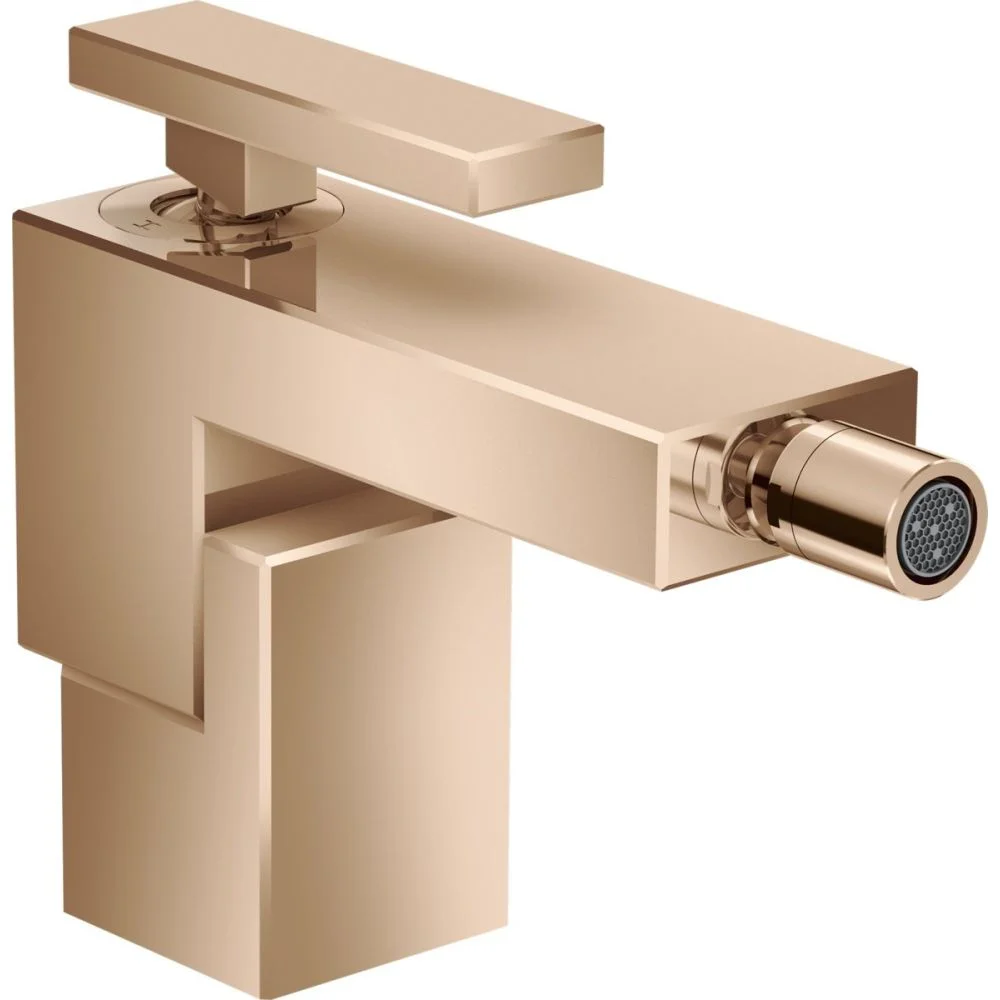 Baterie bideu red gold lucios cu ventil click-clack inclus Hansgrohe Axor Edge