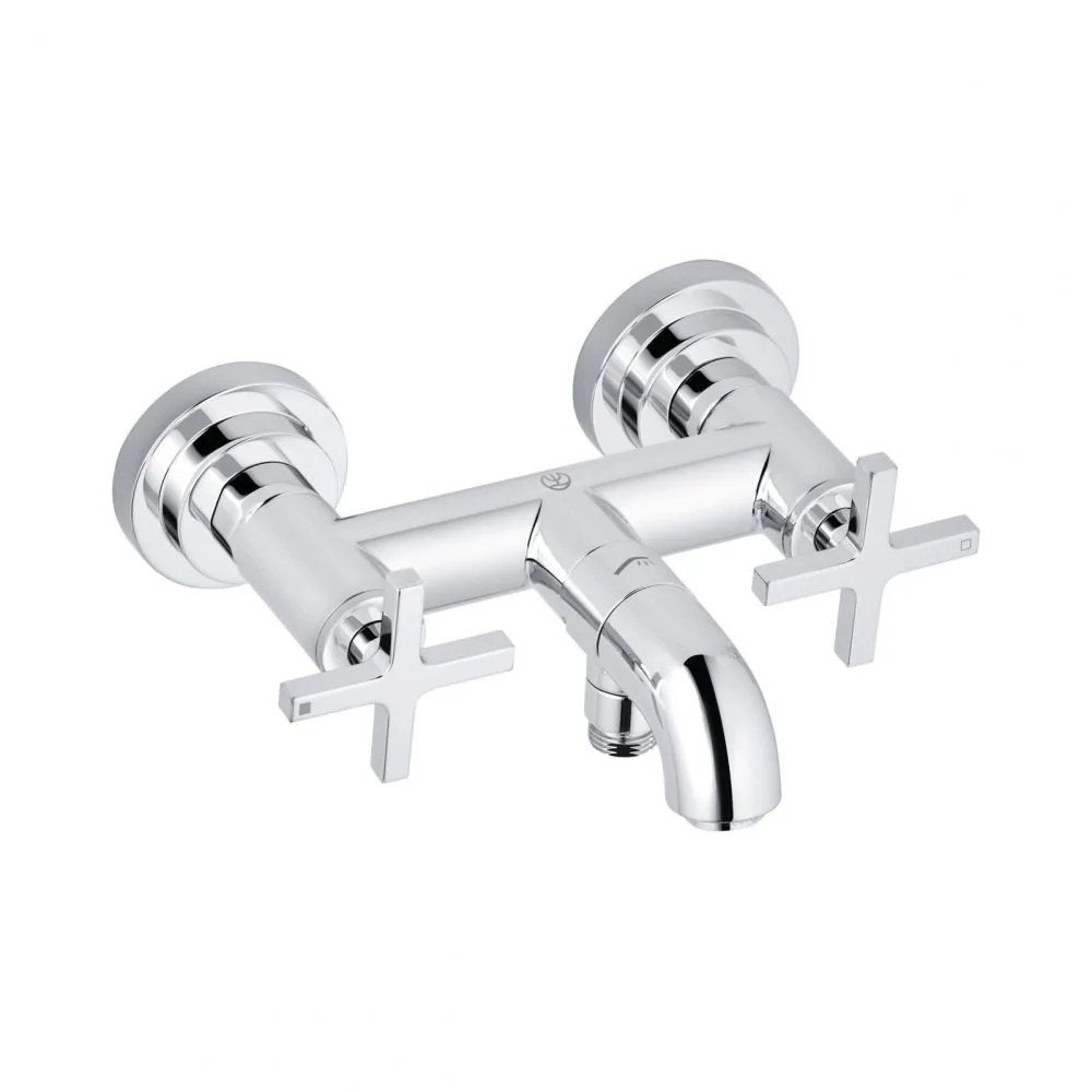 Baterie cada-dus dubla comanda Kludi Nova Fonte, manere cruce, crom lucios