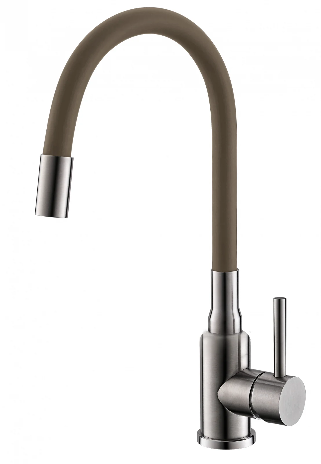 Baterie chiuveta bucatarie cu pipa flexibila, bej, Alveus Flexa