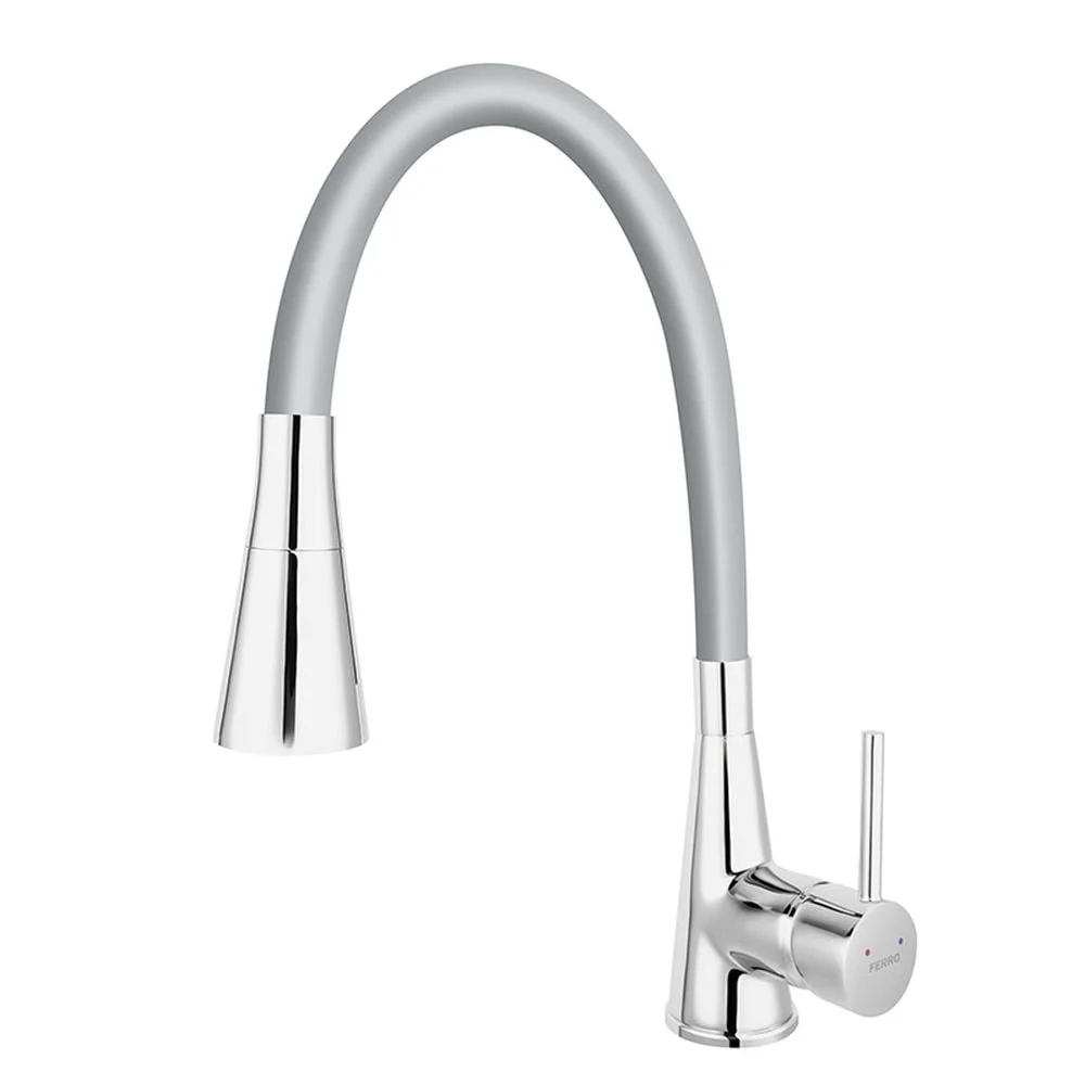Baterie chiuveta bucatarie cu pipa flexibila culoare gri mat Ferro Zumba II