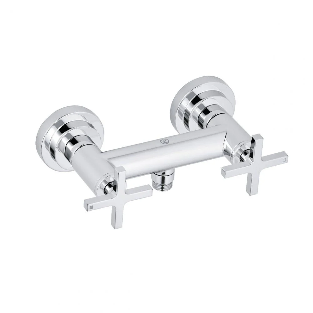 Baterie dus dubla comanda Kludi Nova Fonte, manere cruce, crom lucios