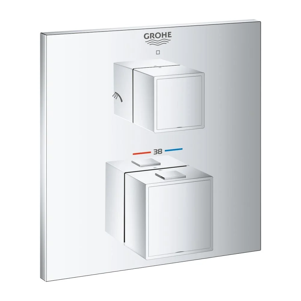 Baterie dus incastrata termostatata Grohe Grohtherm Cube crom lucios