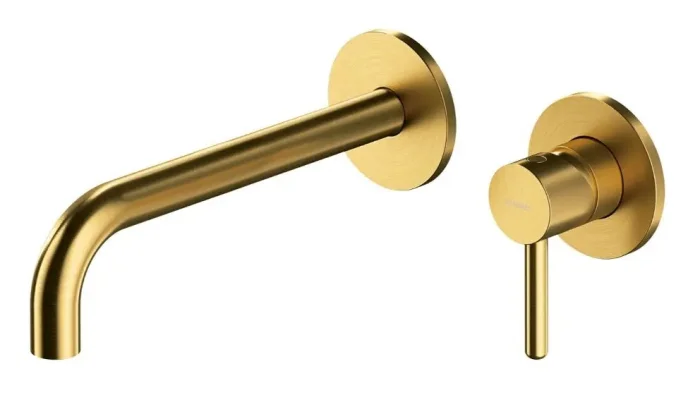 Baterie lavoar incastrata, instalare cu 2 orificii, auriu periat, OMNIRES Y