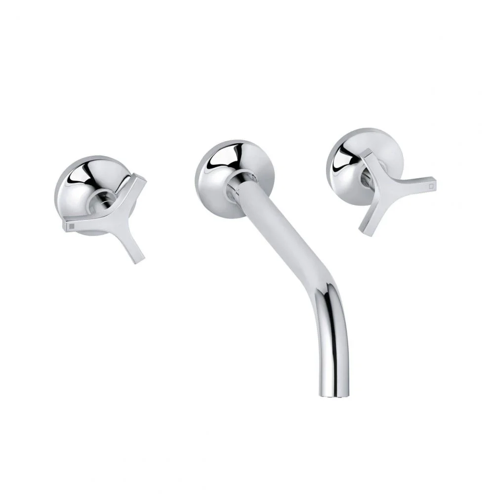 Baterie lavoar incastrata Kludi Nova Fonte, manere stea, pipa 240 mm, crom lucios