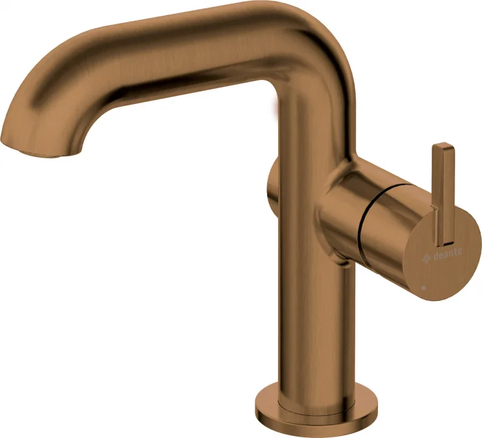 Baterie pentru chiuveta bronz periat, cu pipa dreptunghiulara, Deante Silia