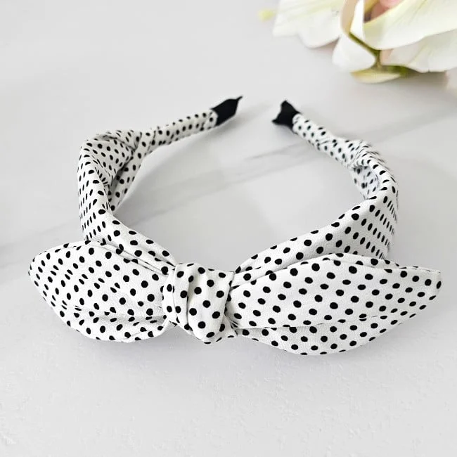 Bentita bufanta YKA, cu funda si imprimeu cu buline, Alb