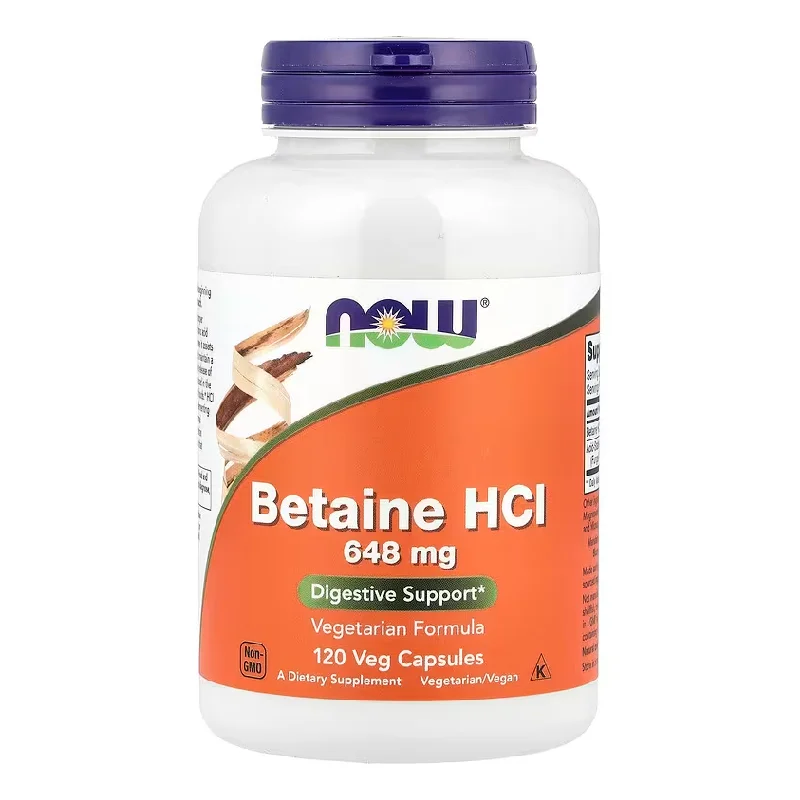 Betaina HCl, 648 mg, 120 capsule vegetale, Now Foods