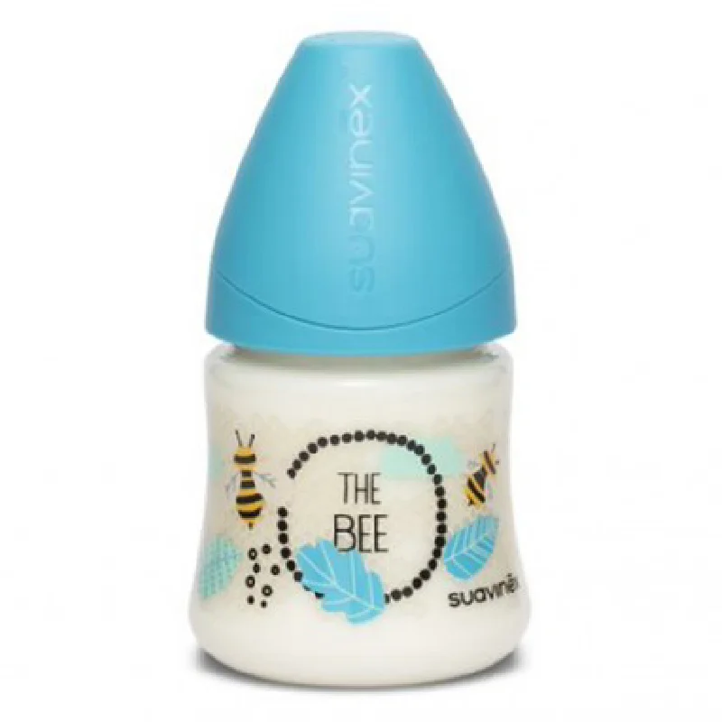 Biberon cu debit lent, albinuta albastra, Fusion, 150 ml, Suavinex