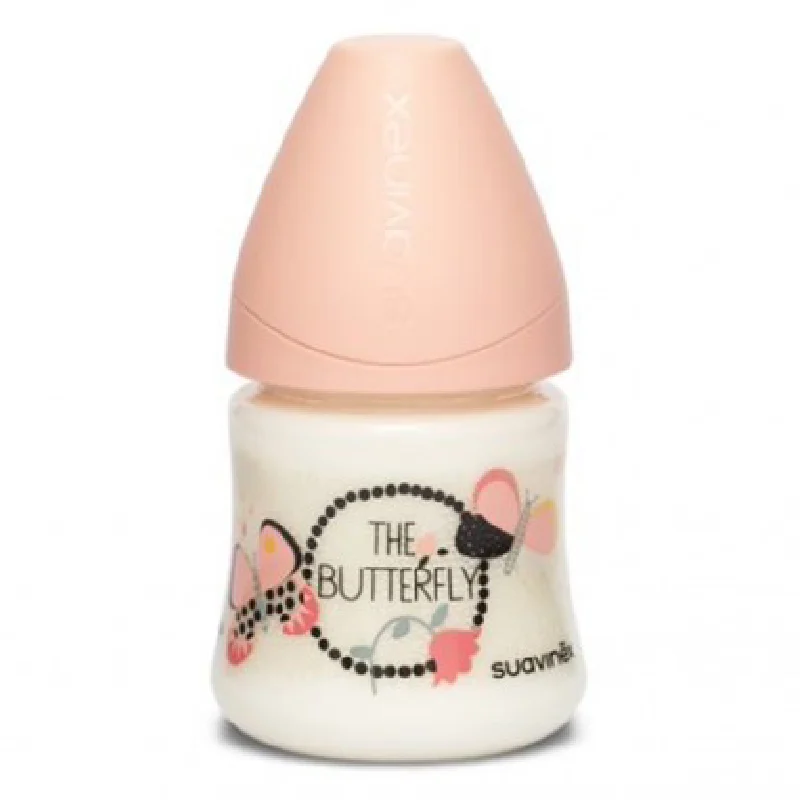 Biberon cu debit lent, fluture portocaliu, Fusion, 150 ml, Suavinex