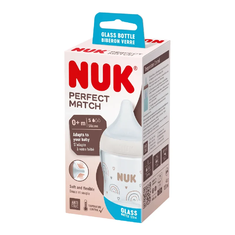 Biberon din sticla Perfect Match, tetina marimea S, 120ml, Nuk