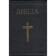 Biblia medie, 063, coperta piele, neagra, cu cruce, margini aurii, repertoar