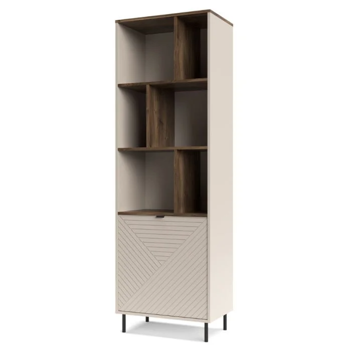 Biblioteca deschisa EVO, 1 usa, casmir + stejar castello, 63,4x40x194,6 cm