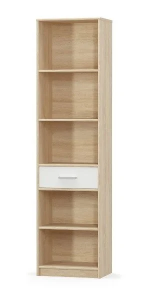 Biblioteca deschisa TIPS, 1 sertar, stejar sonoma + alb, 50,2x34,3x195,5 cm