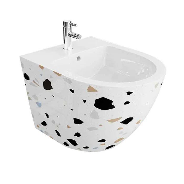 Bideu suspendat, cu fixare ascunsa, alb mozaic, Spectrum Trendi Stone