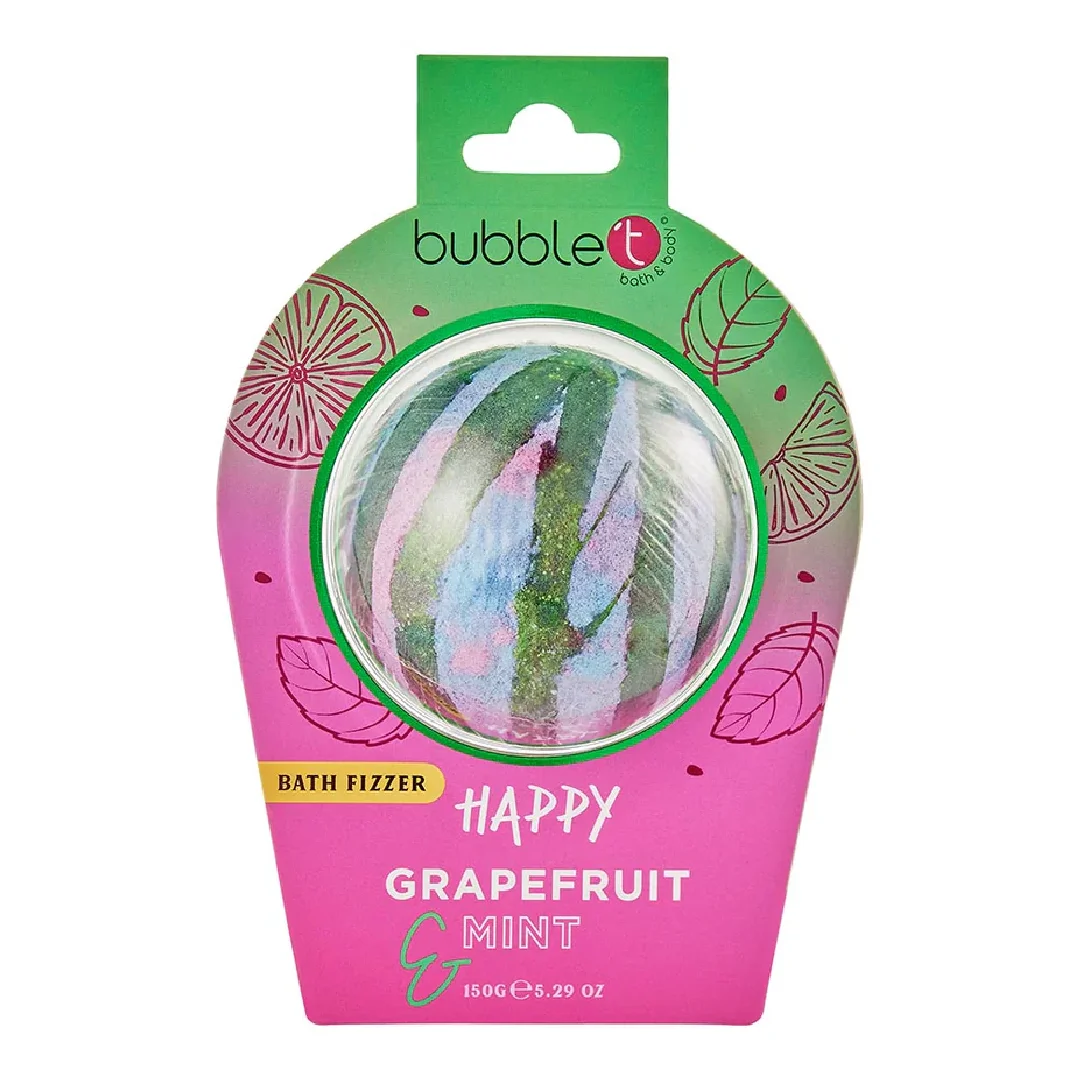 Bila efervescenta de baie pentru relaxare, Grapefruit & Menta, 150g, Bubble T