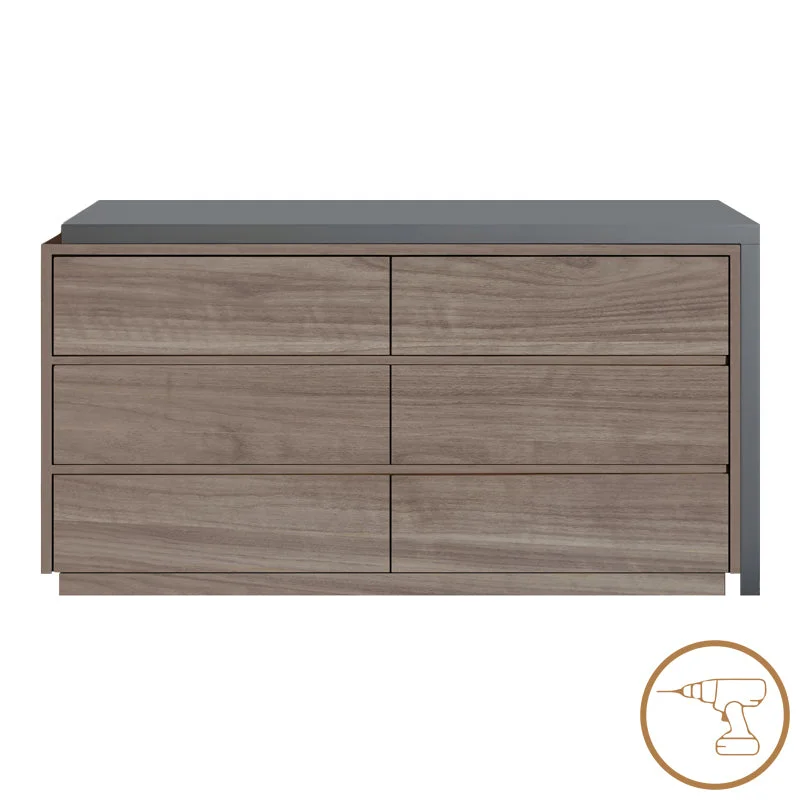 Birou Multicolorfunctional cu sertar integrat, Reaze  MDF  deschis nuc-antracit 120x50x74 cm.