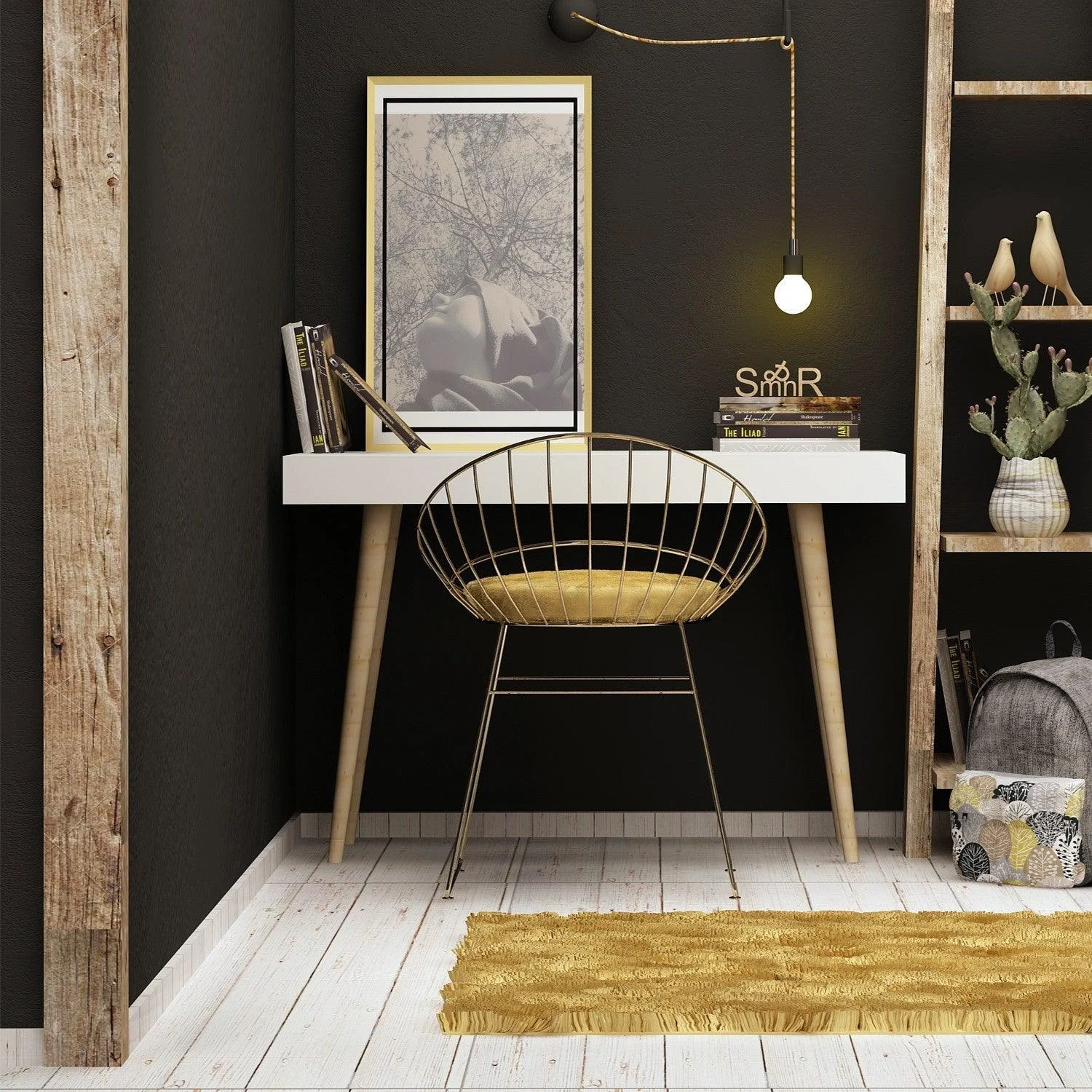 Birou Veronika Lux, Alb, 100 x 74  x60 cm