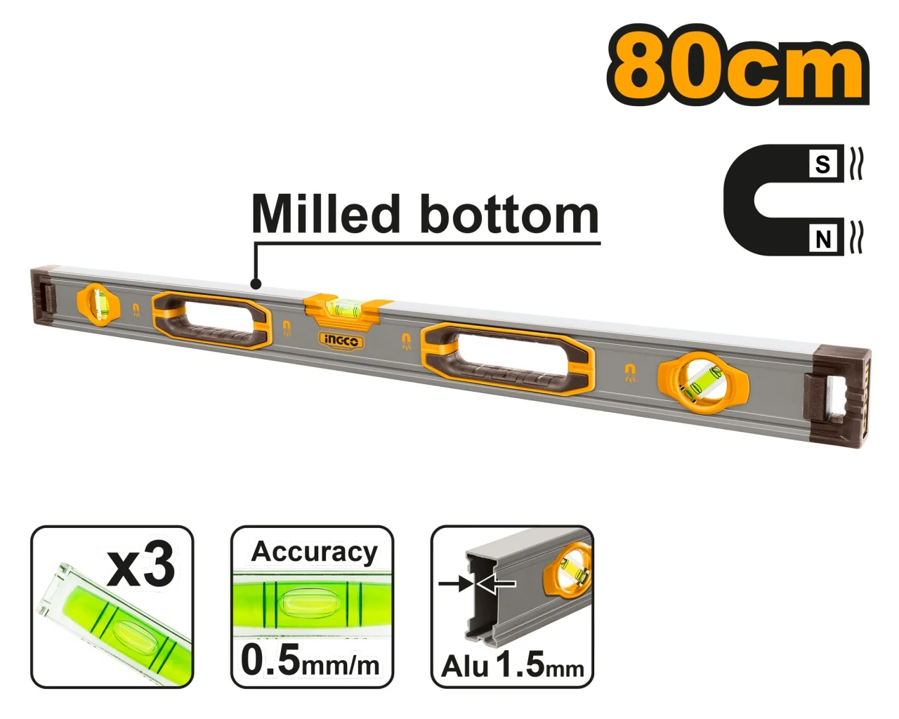 Boloboc 120 cm Magnetic Industrial INGCO HSL38120M
