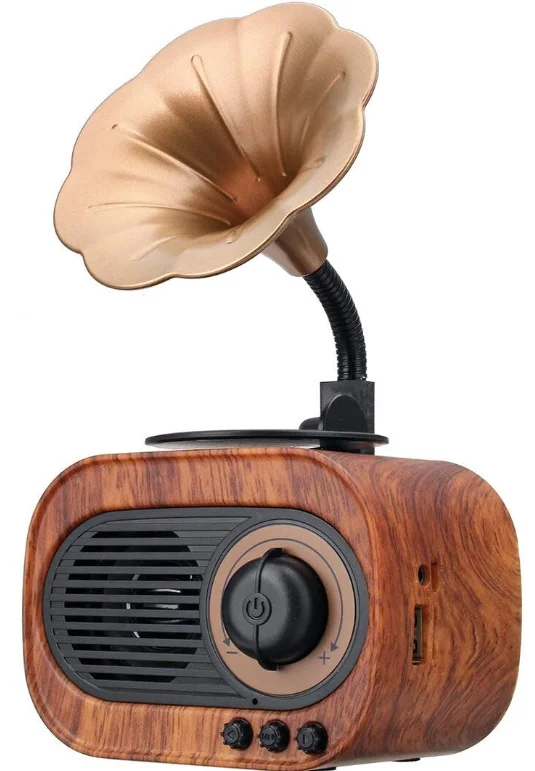 Boxa Portabila Retro Conectare Bluetooth cu USB/TF Baterie 1200 MAh Maro