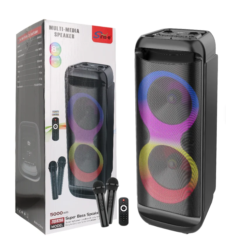 Boxa portabila ZQS 8288 de 8x2 inch putere 5000mah cu 2 microfoane