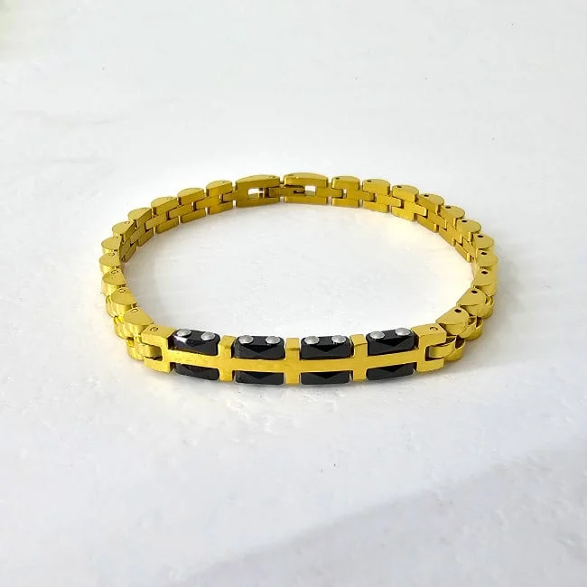 Bratara otel XAY, unisex, ambalata in cutie eleganta, Auriu/Negru, XAY3