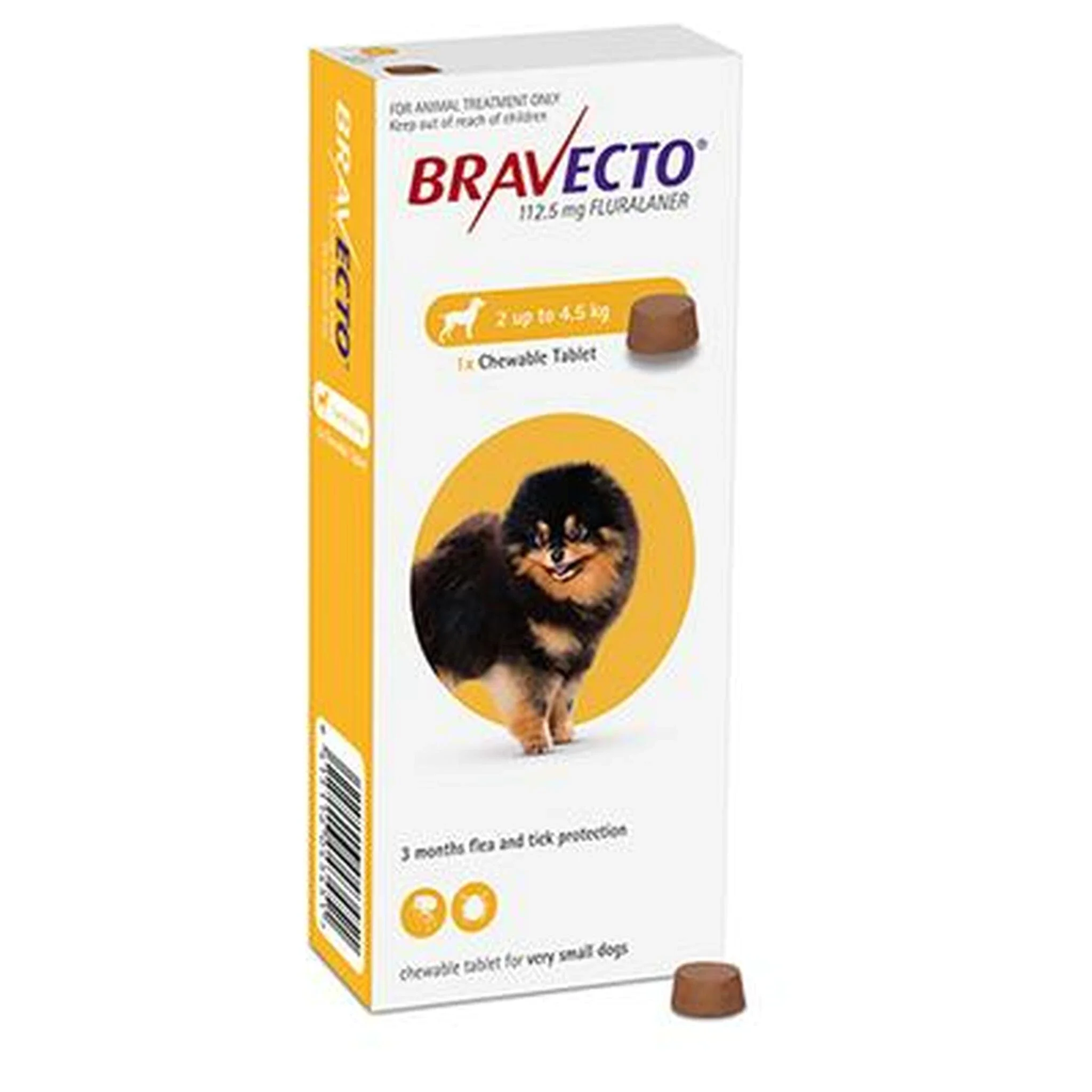 Bravecto 2-4,5 kg, 1 tableta masticabila x 112.5 mg