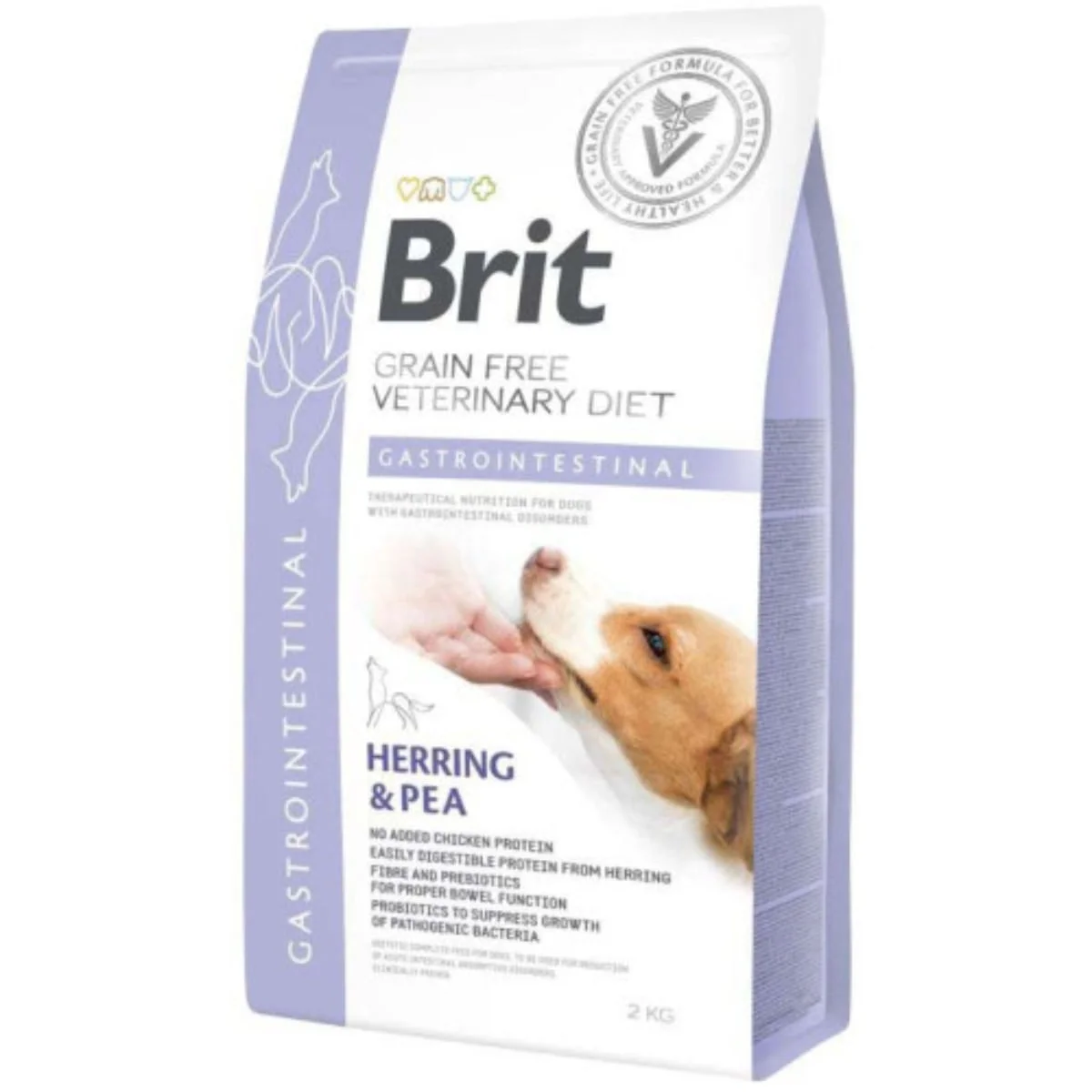 BRIT VD Gastrointestinal, XS-XL, Hering, dietă veterinară, hrană uscată fără cereale câini, sistem digestiv, 2kg