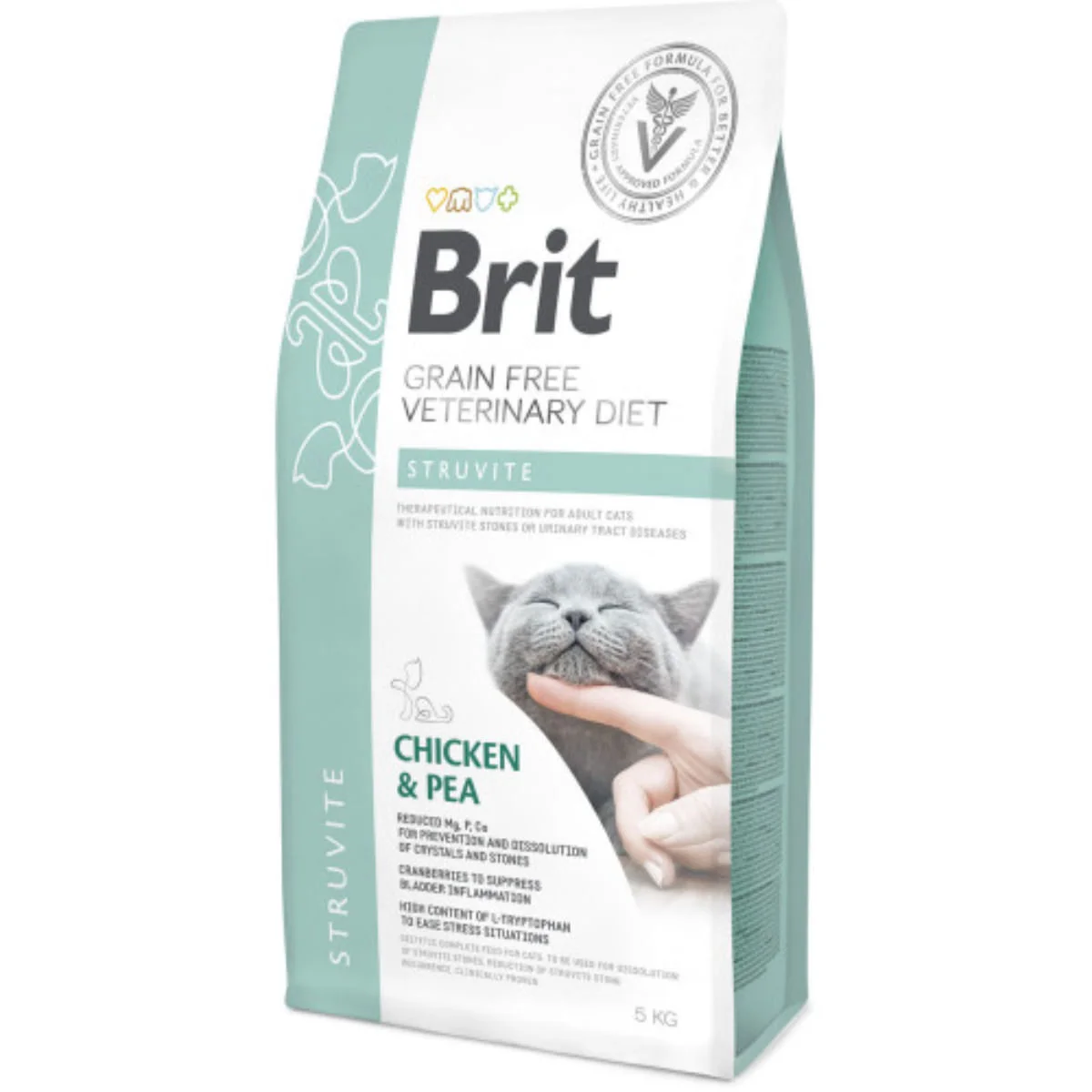 BRIT VD Struvite, Pui, dietă veterinară, hrană uscată fără cereale pisici, sistem urinar, 5kg