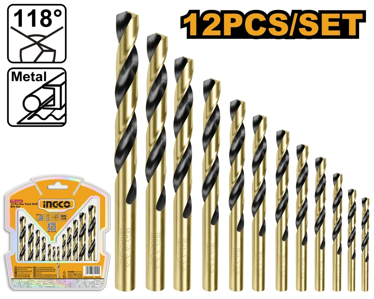 Burghie HSS Metal Set 12buc ingco AKDB1125