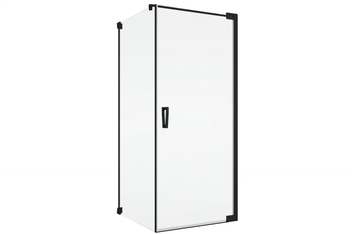 Cabina de dus 70x70 cm cu usa batanta si profil compensator, negru mat, instalare usa dreapta Ronal Cadura