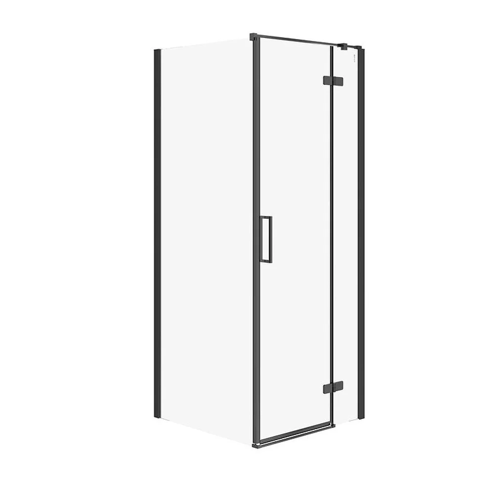 Cabina de dus patrata 80x80 cm Cersanit Jota, negru mat cu usa batanta dreapta