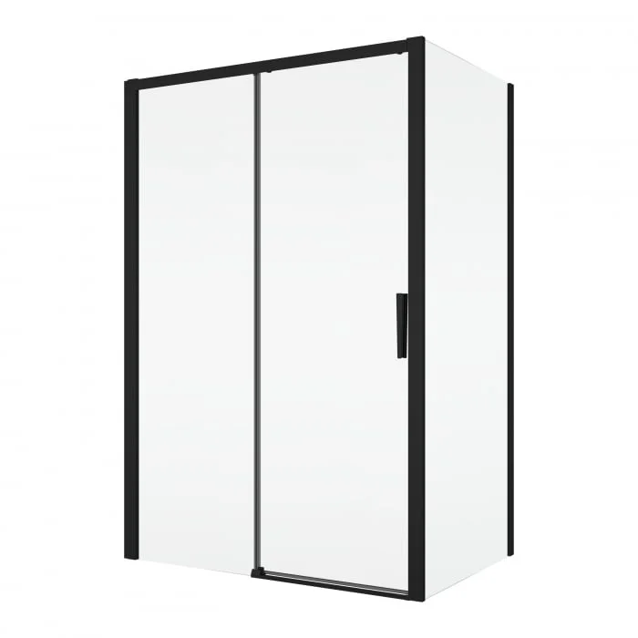 Cabina dus negru mat 100x80 cm, usa culisanta, grosime sticla 6 mm, tratament anticalcar, Ronal Divera