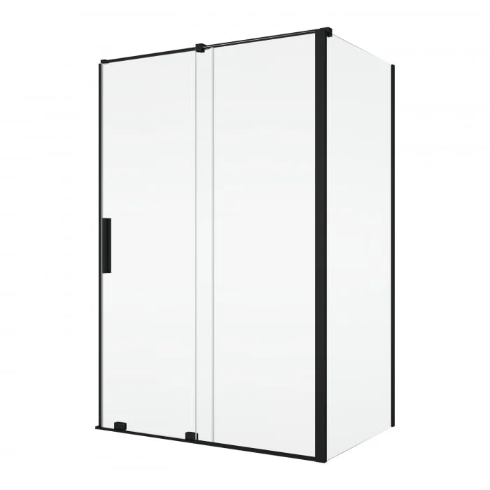 Cabina dus negru mat 120x80 cm cu usa culisanta, grosime sticla 8 mm, inchidere perete fix, Ronal Amalia